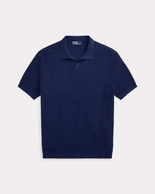 Mesh-Knit Linen Short-Sleeve Jumper