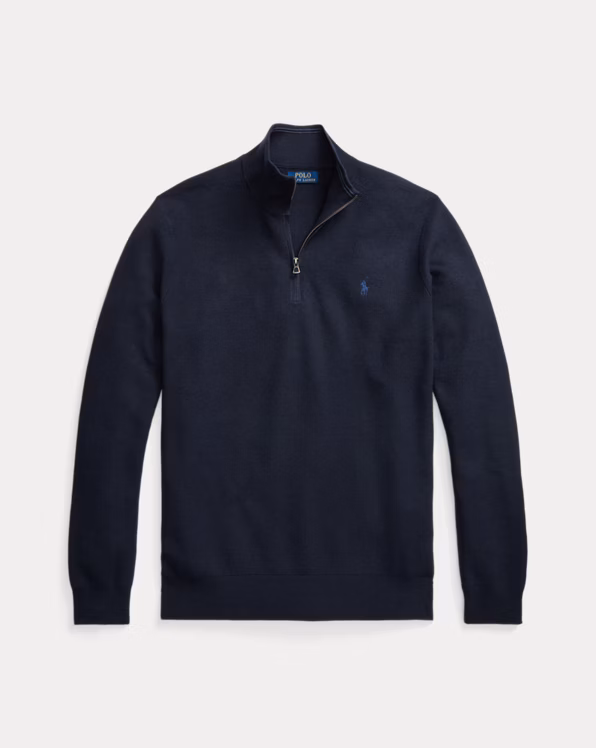 Mesh-Knit Cotton Quarter-Zip Jumper