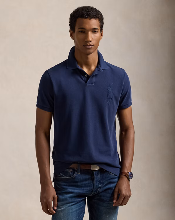 Custom Slim Fit Big Pony Mesh Polo Shirt