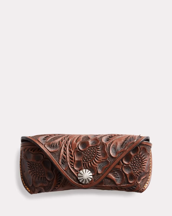 Hand-Tooled Leather Eyeglass Case
