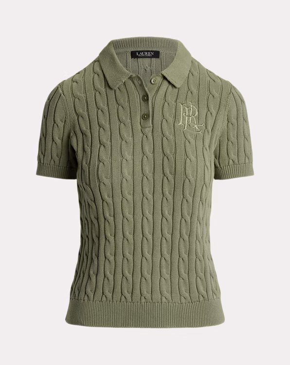 Cable-Knit Cotton Polo Jumper