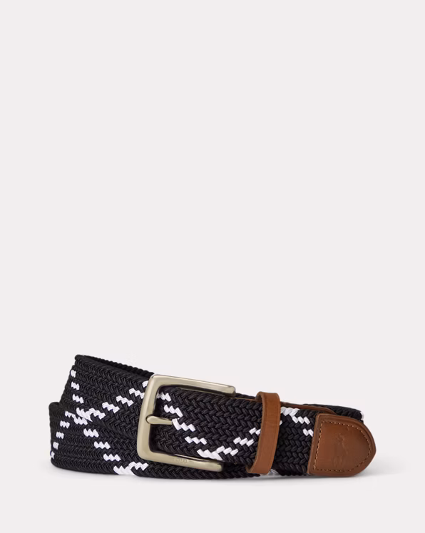 Leather-Trim Webbed Belt