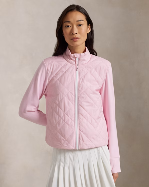 Hybrid Quilted-Front Terry Zip Jacket