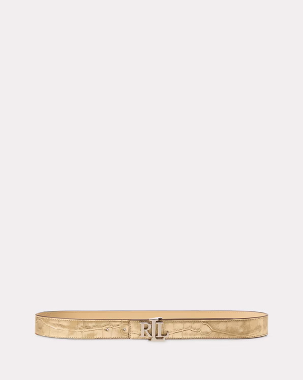 Logo Reversible Metallic Embossed Belt