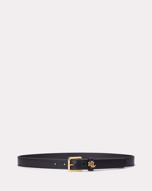 Logo-Keeper Leather Skinny Belt