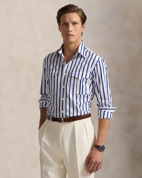Classic Fit Striped Poplin Workshirt