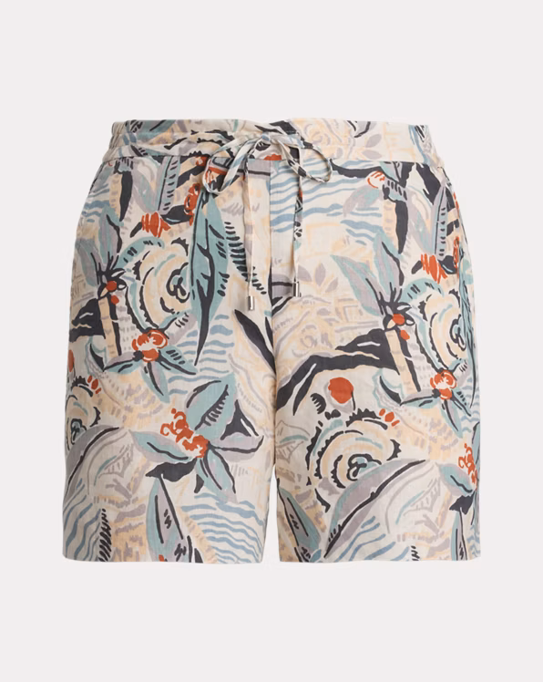 Print Linen Drawcord Short