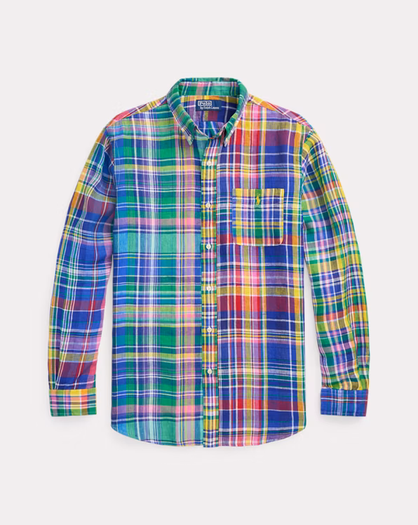Classic Fit Plaid Linen Fun Shirt