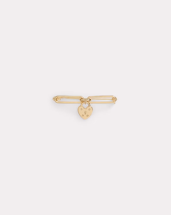 Gold-Plated Heart Padlock Pin