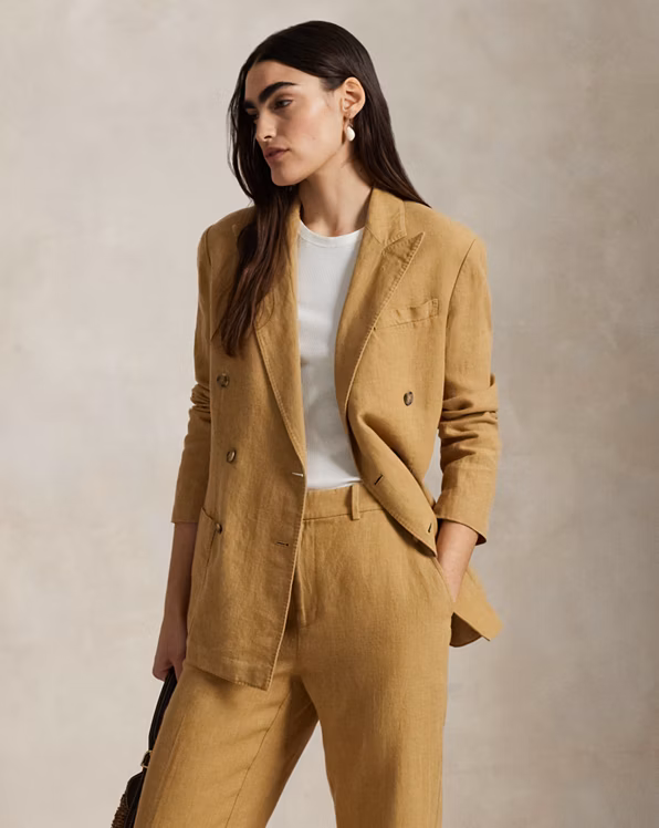 Double-Breasted Linen Blazer