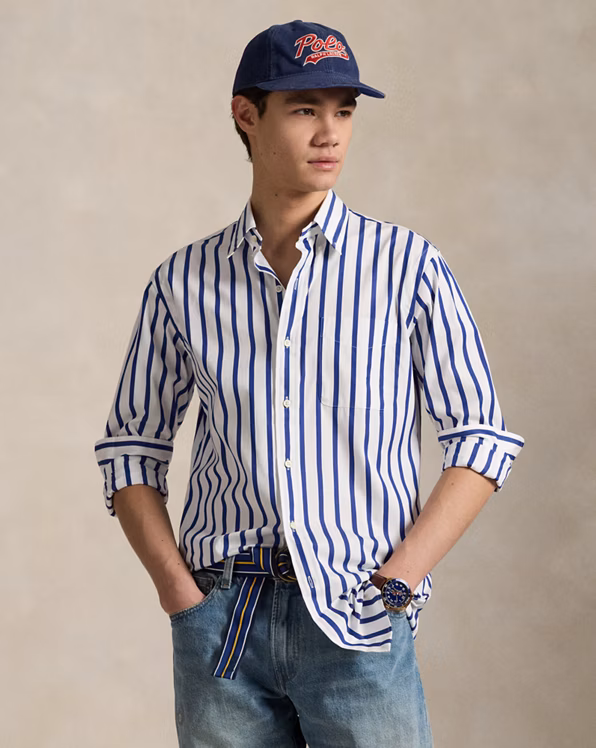 Classic Fit Striped Poplin Shirt