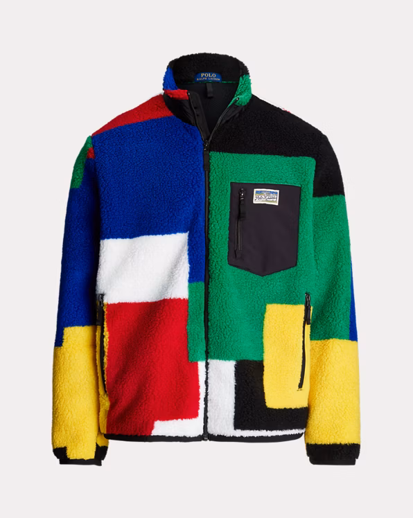Colour-Blocked Pile Fleece Hybrid Jacket