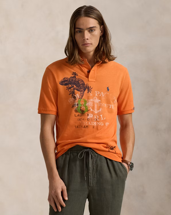 Classic Fit Mesh Graphic Polo Shirt