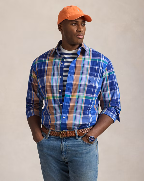 Plaid Stretch Poplin Shirt