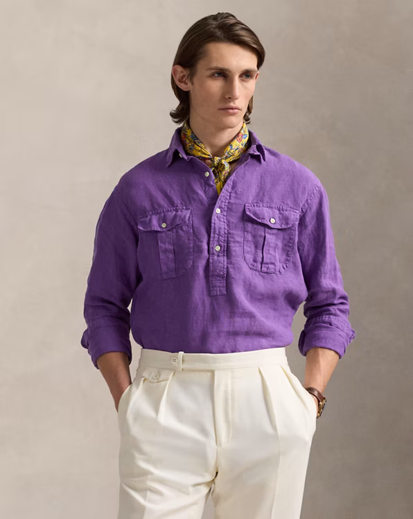 Classic Fit Linen Popover Workshirt