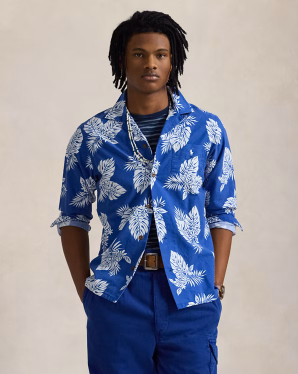 Classic Fit Monstera-Print Oxford Shirt