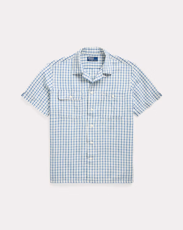Classic Fit Plaid Cotton-Linen Shirt
