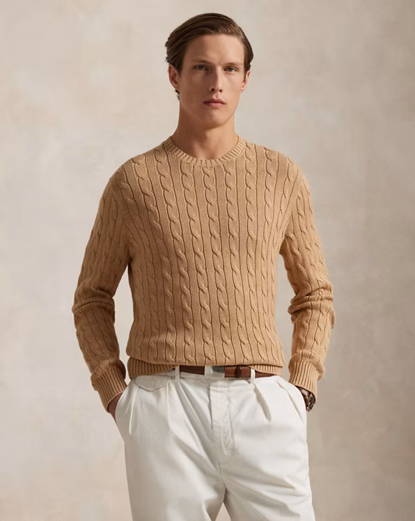 Cable-Knit Cotton Crewneck Jumper