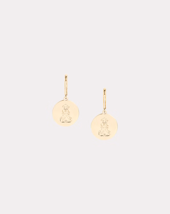 Gold-Plated Logo Drop Earrings
