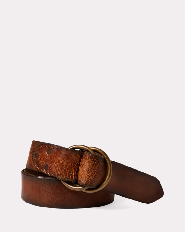 Distressed Leather Double-O-Ring Belt