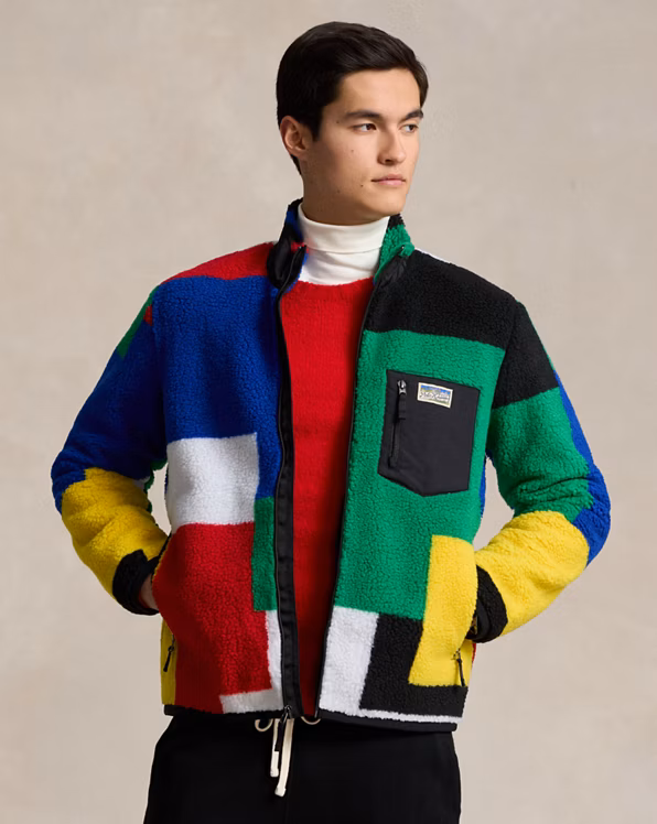 Colour-Blocked Pile Fleece Hybrid Jacket