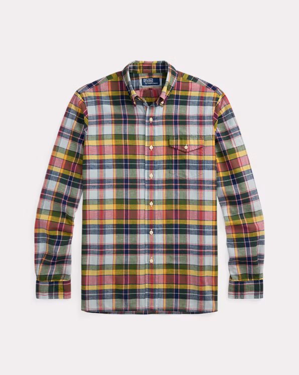 Classic Fit Indigo Madras Shirt
