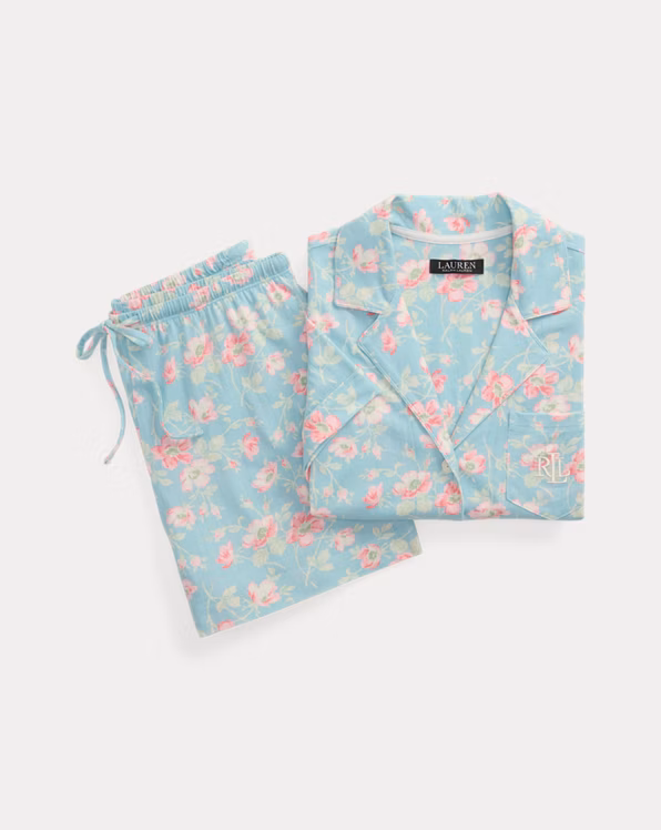 Floral Textured Knit Boxer Sleep Set