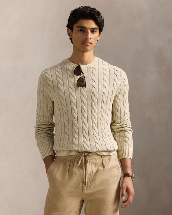 Cable-Knit Mineral-Dyed Cotton Jumper