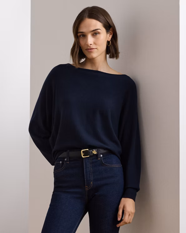 Cotton-Blend Dolman-Sleeve Jumper