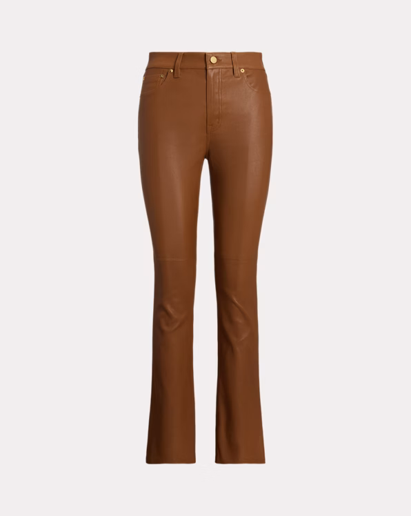 High-Rise Lambskin Straight Ankle Trous