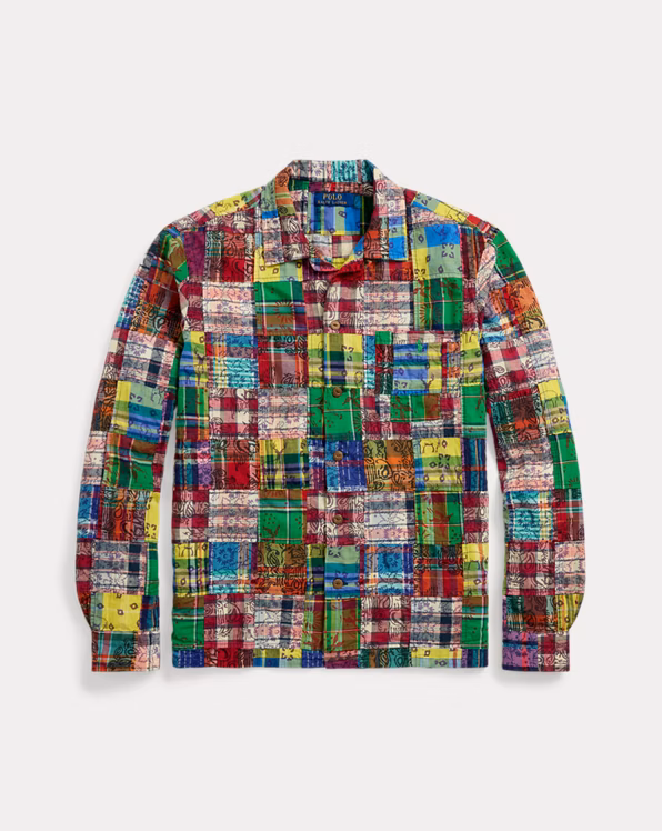 Classic Fit Patchwork Madras Camp Shirt