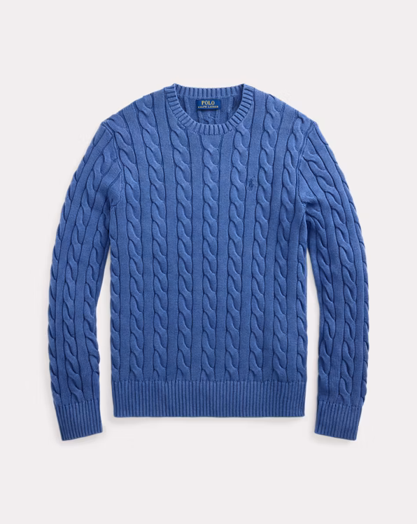 Cable-Knit Garment-Dyed Cotton Jumper
