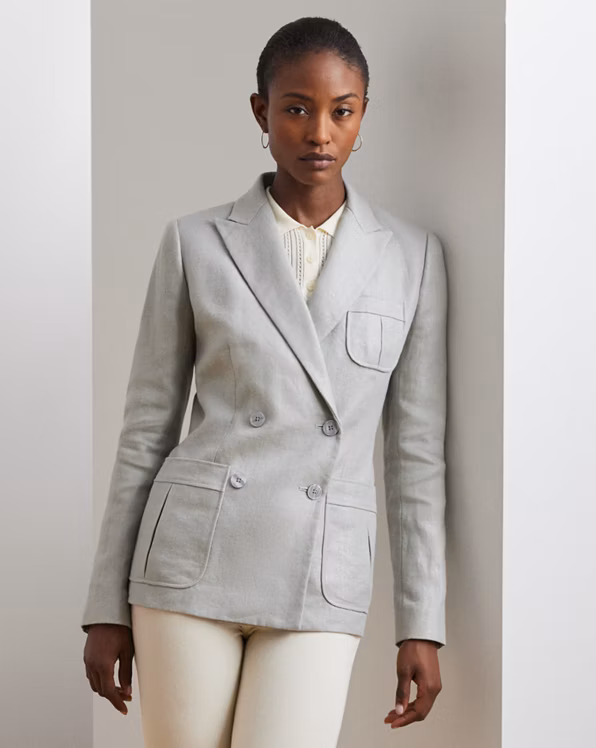 Foiled Linen-Cotton Blazer