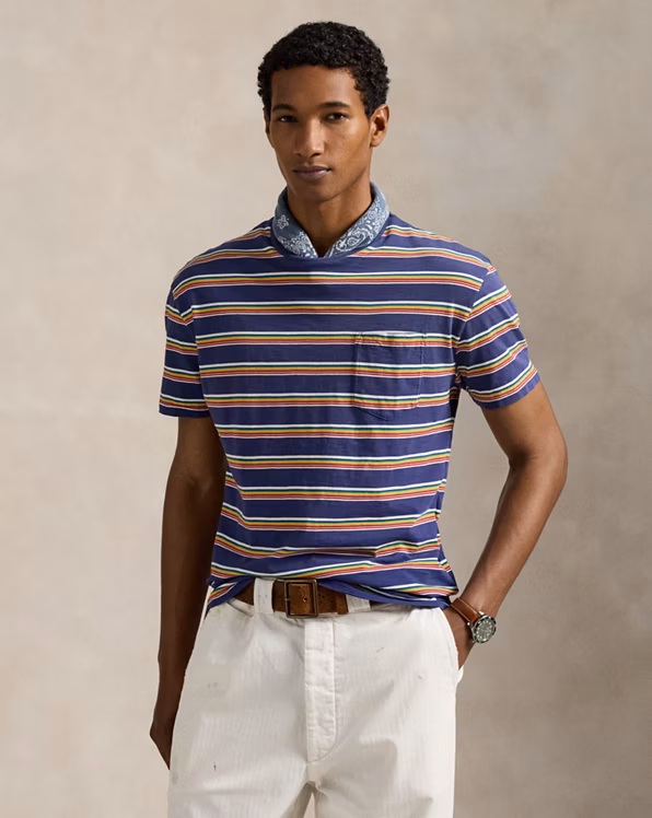 Classic Fit Striped Gauze Jersey T-Shirt