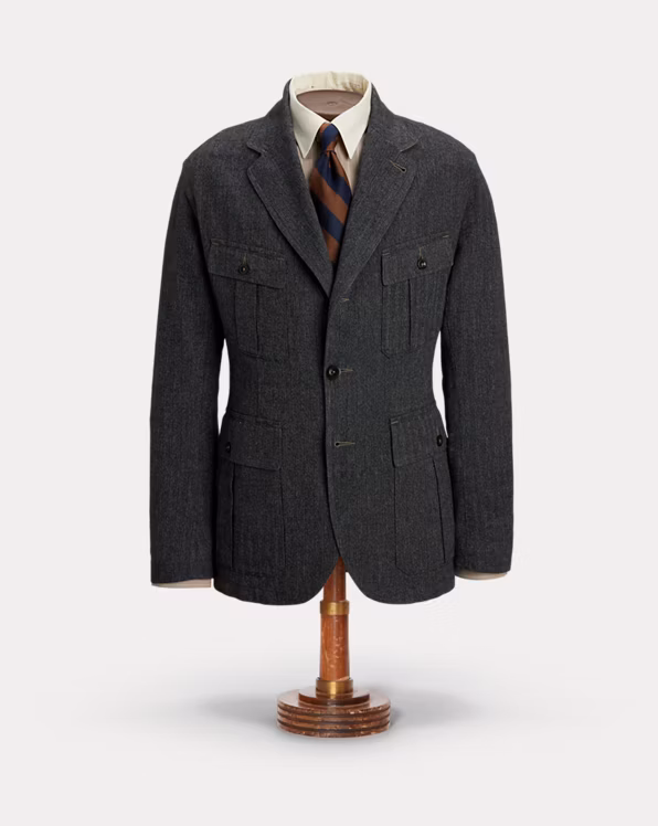 Cotton-Linen Herringbone Blazer