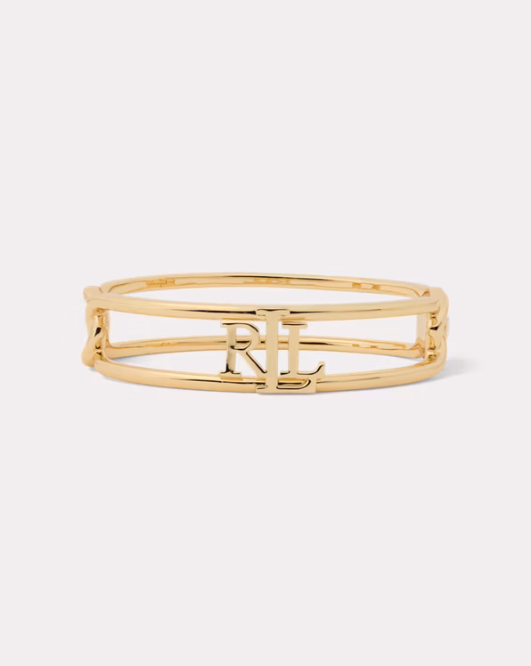 Gold-Plated Logo Hinge Bangle