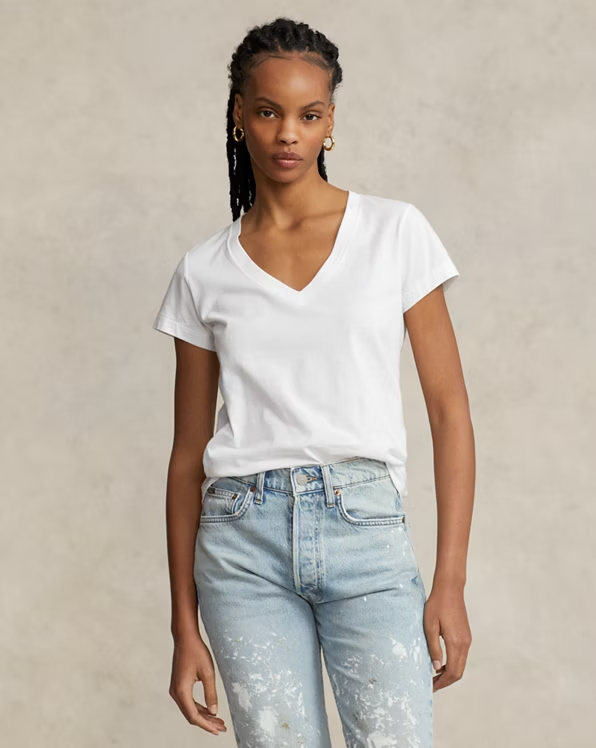 Cotton Jersey V-Neck T-Shirt