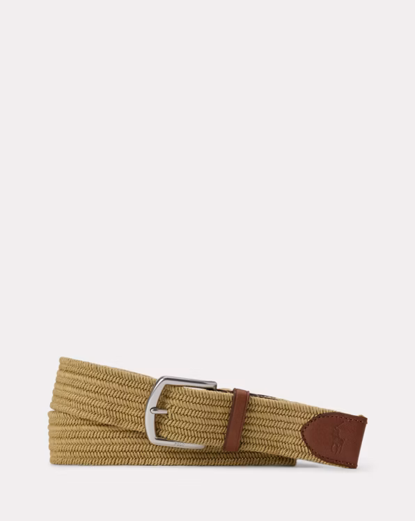 Leather-Trim Braided Belt