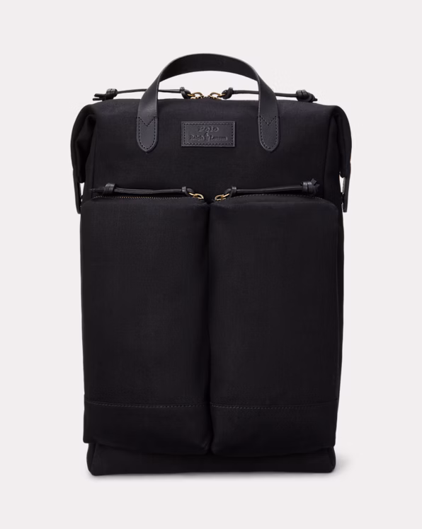 Leather-Trim Canvas Convertible Backpack