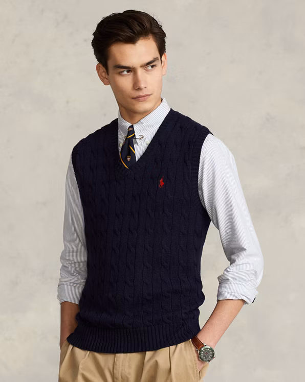 Cable-Knit Cotton Sleeveless Jumper