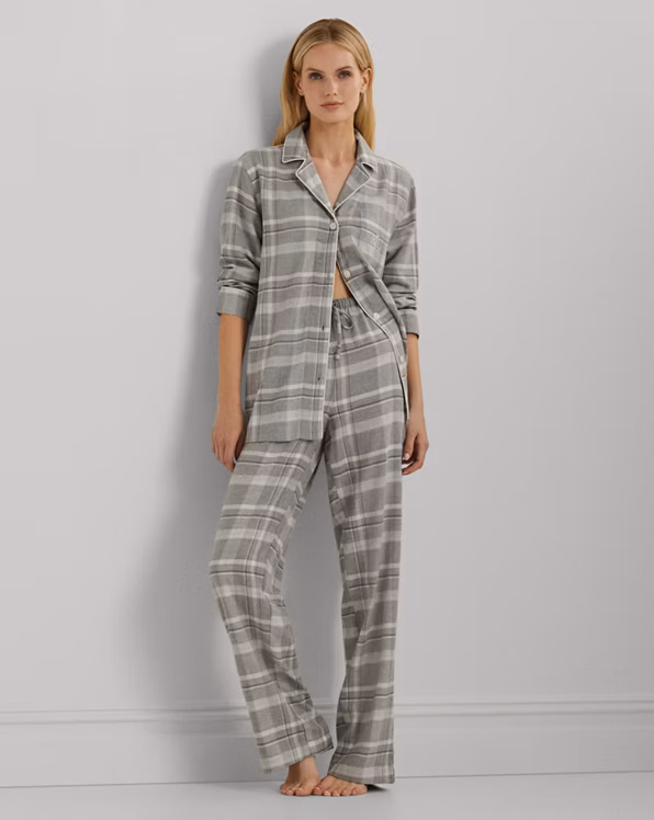 Plaid Herringbone Twill Sleep Set