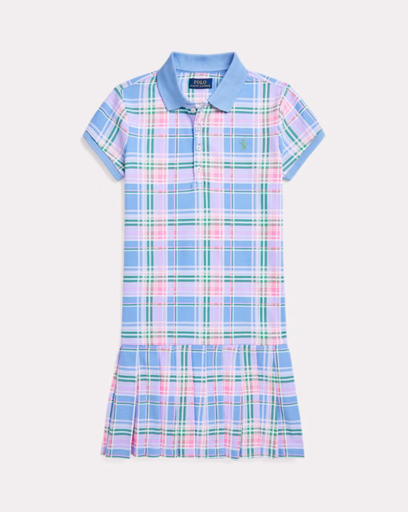 Plaid Cotton Mesh Polo Dress