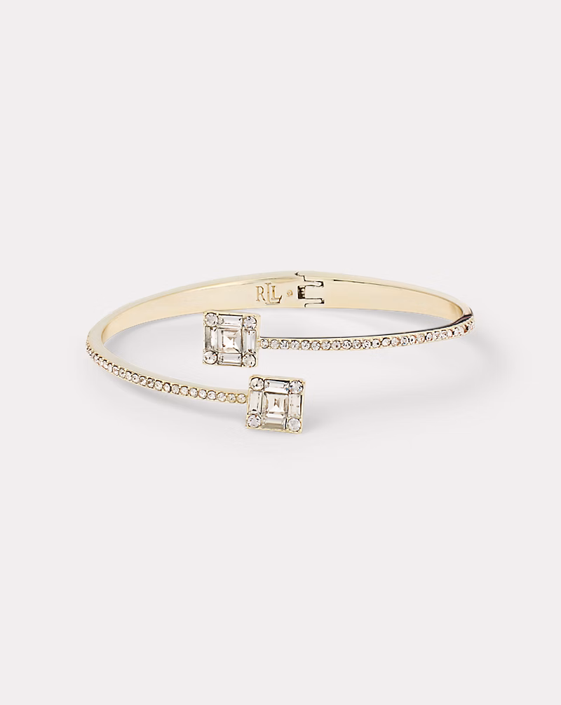 Pavé Silver-Plated Stone Hinge Bangle