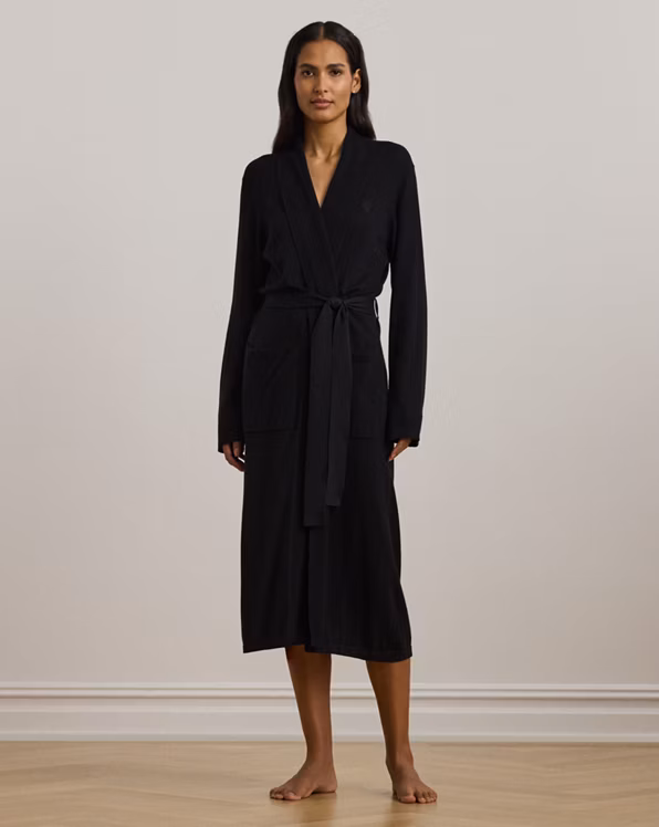 Belted Cotton-Cashmere Knit Robe