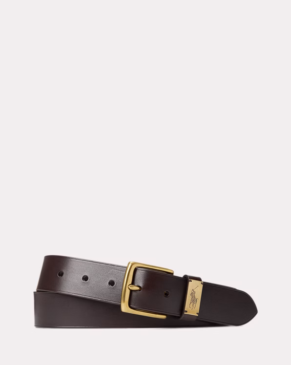 Pony-Plaque Leather Belt