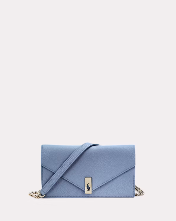 Pebbled Leather Chain Wallet