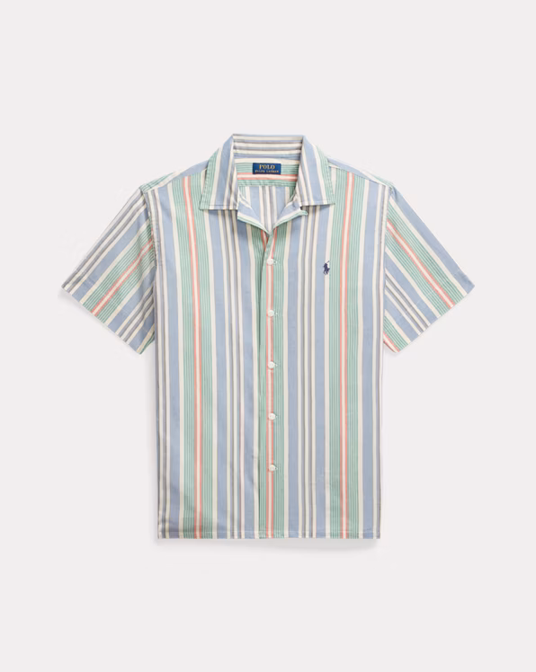 Classic Fit Striped Chambray Camp Shirt