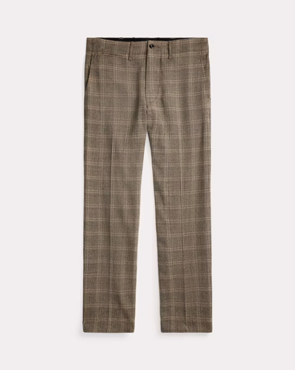 Checked Wool Twill Officer's Trouser