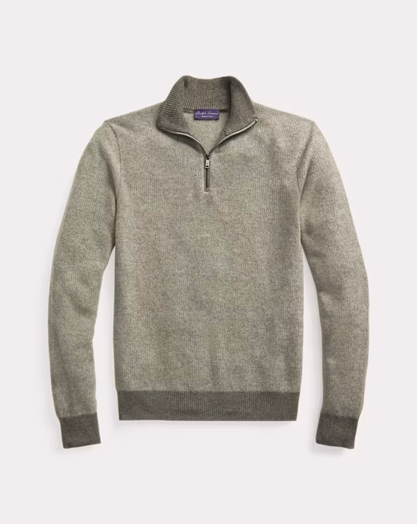 Cashmere Birdseye Quarter-Zip Jumper