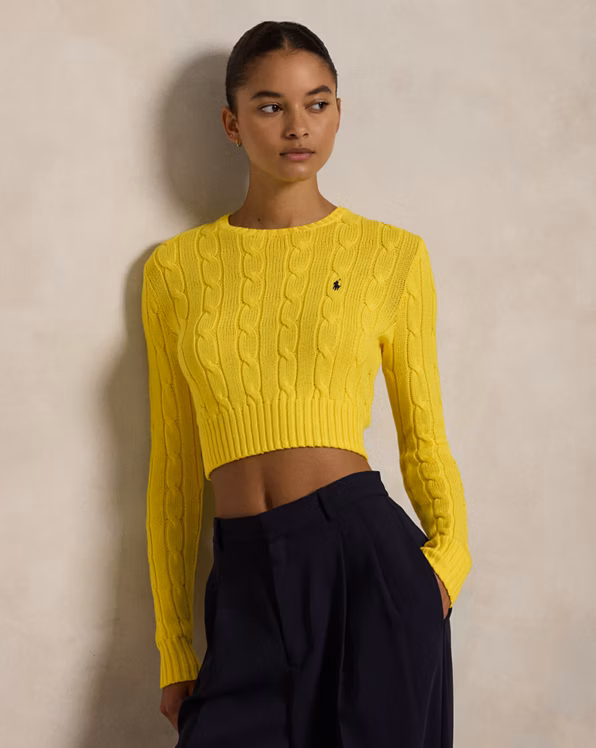 Cable-Knit Cotton Cropped Jumper